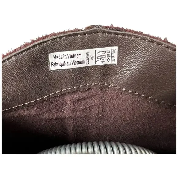 CROCS Leigh Womens 7 Espresso Suede Ankle Boots Wedge Heels Bootie Side Zip - Picture 12 of 13